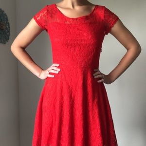 Red lace dress